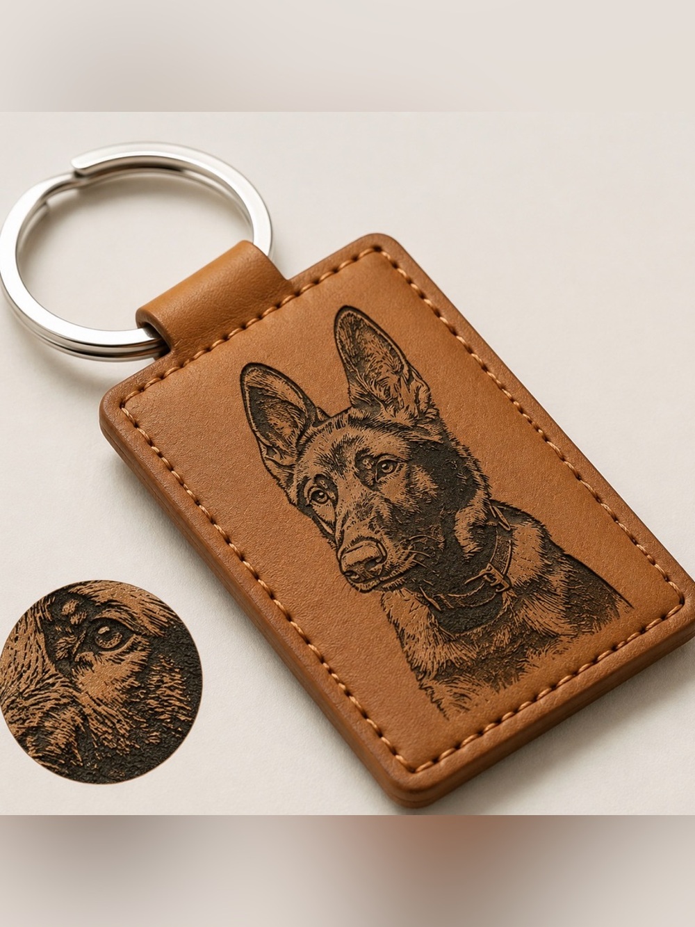 Personalized Pet Keychain with Engraved Dog Portrait